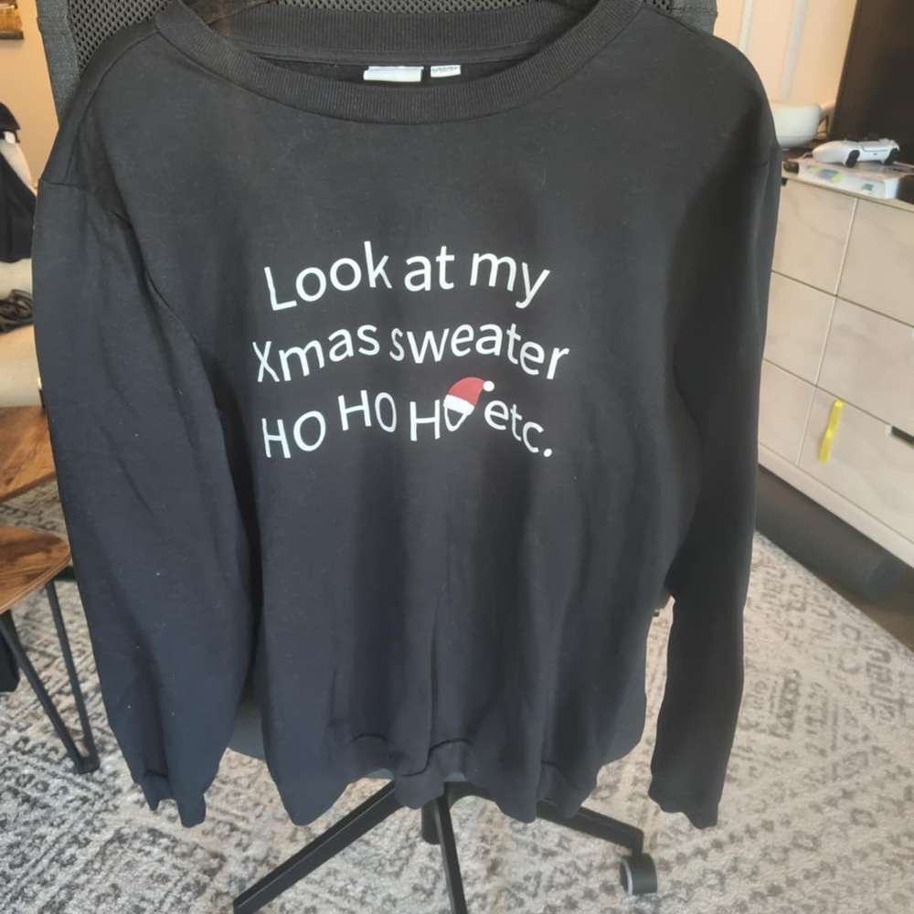 Black Christmas Sweater with Fun Text